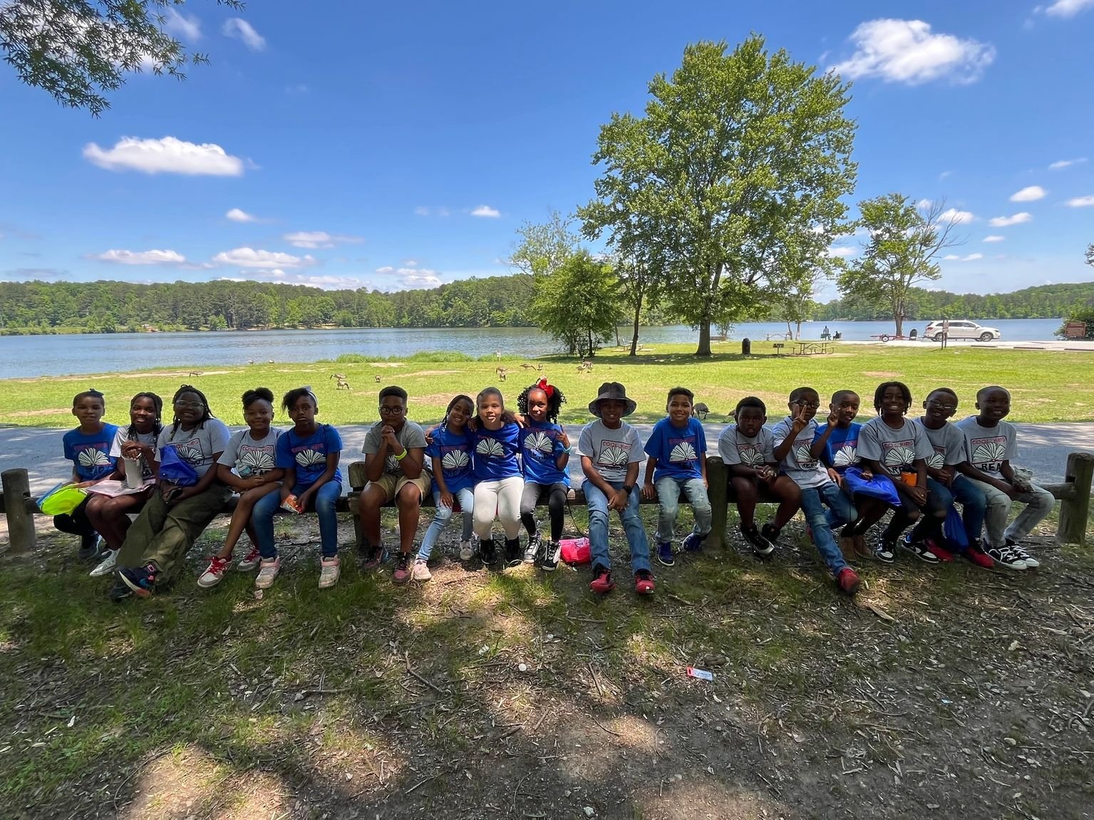 Cool Kids Read group by the lake